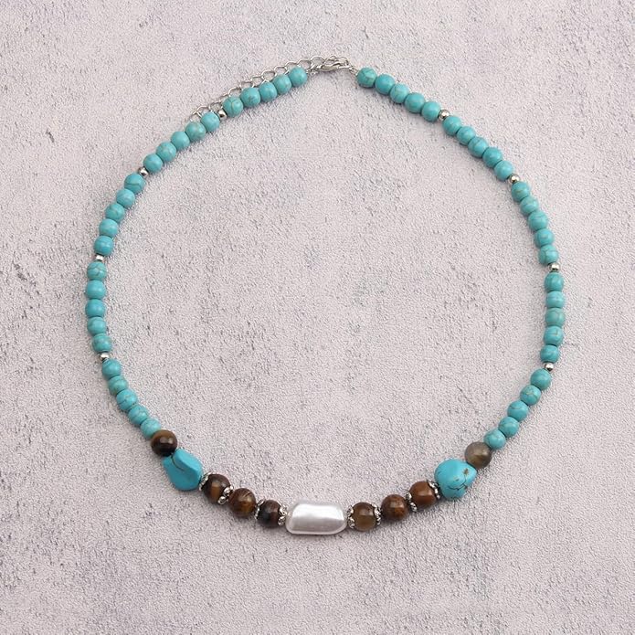 Leather Necklace for Women Boho Choker Necklace Long Cord Leather Pendant Bohemian Neckalce Vintage Alloy Pendant Leather Rope Necklace Wooden Necklaces for Women