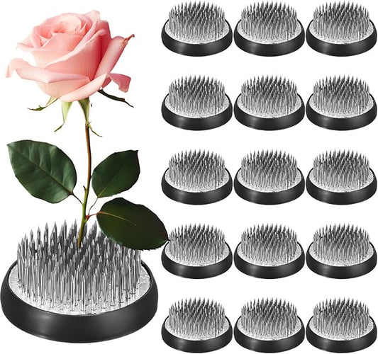 Sliner 16 Pieces Floral Frogs Round Flower Holder Japanese Ikebana Vase Kenzan Flower Arranger Floral Fixed Tools Pin for Arrangement Home DIY Craft(Silver,1.81 Inch)