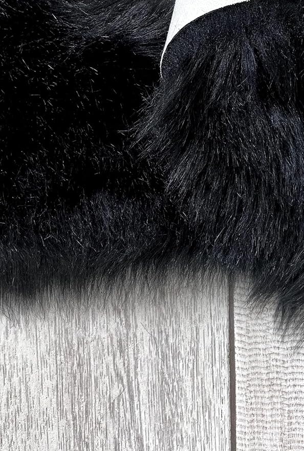 Free Shape Luxury Soft Fluffy Shag Area Rug Octo 8 Pelts 6'x8',180x240 cm - Vegan Fur Ultra Soft Indoor Carpet Nursery Rugs for Bedroom Home Decor, Black