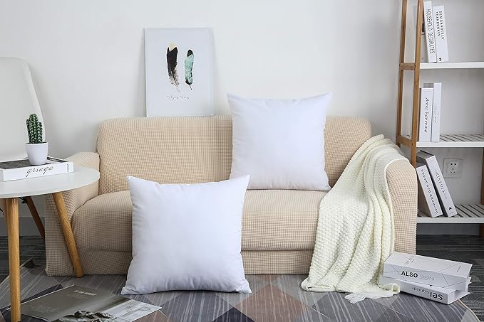 TangDepot Handmade Decorative Solid 100% Cotton Canvas Throw Pillow Covers/Pillow Shams, (26" x26" , White, 1 Count (Pack of 1))