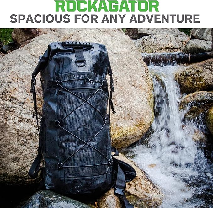 Rockagator Kanarra 90L Waterproof Backpack for Camping, Hiking, Mountaineering, Backpacking, Hunting, Fishing, Canoeing, Outdoor Activities, The Wet Outdoors - Large Capacity, Roll Top Closure, Orange