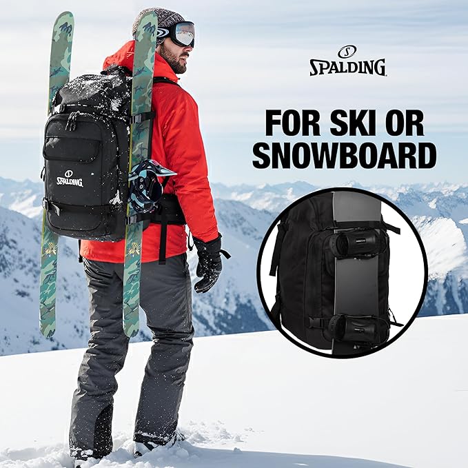 Spalding Ski Boot Bag Backpack | 50L Waterproof Skiing and Snowboarding Travel Bag for Skis Snowboard Helmet Boots & Sports Gear Equipment | Gift for Men and Women