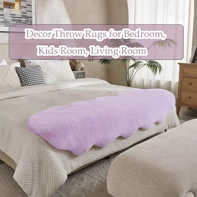 1700GSM Fuzzy Faux Sheepskin Fur Area Rug,Extra Soft Faux Fur Mat,Fluffy Shaggy Fur Rug for Bedroom Living Bedside Rug Room Decor-Lavender, 2 x3 ft