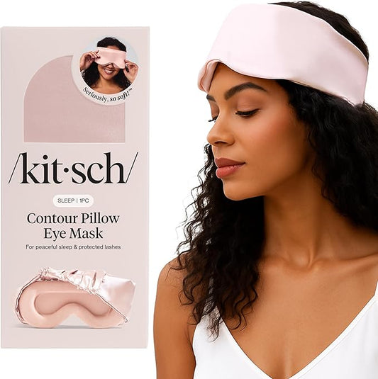 Kitsch Contour Pillow Eye Mask – Softer Than Silk Eye Masks for Sleep, Blindfold Sleep Masks for Women & Men, No Eye Pressure, Lightweight, Eye Care, Travel Essentials - Blush