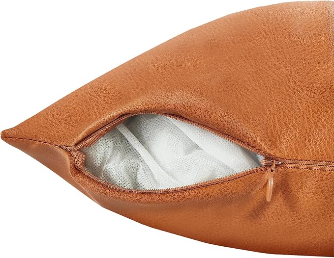 Faux Leather Throw Pillow Covers 16X16 Inch Set of 2 Milan Outdoor Modern Farmhouse Solid Decorative Pillow Covers for Room Couch Living Bedroom Bed Sofa