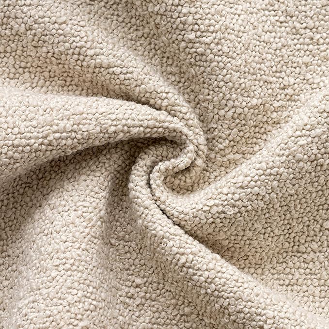 Woaboy Pack of 2 20x20 Inch Decorative Boucle Throw Pillow Covers Textured Square Pillowcaes Accent Solid Cozy Soft Cushion Covers Home Decor for Sofa Couch Living Room Home Decor,Neutral