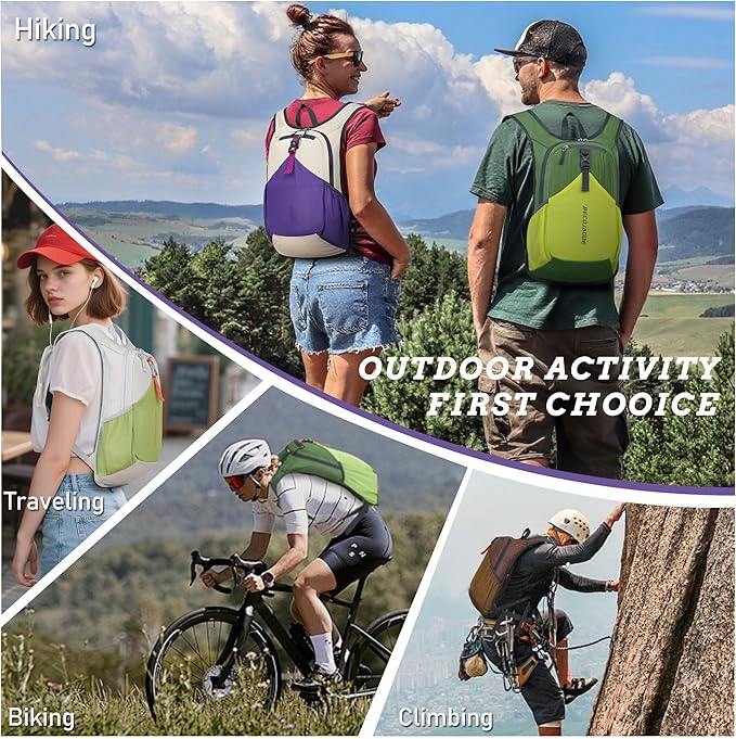 BECOJADDE 20L Small Hiking Backpack for Men Women Foldable Packable Back Pack Ultralight Hiking Daypack for Travel Camping Outdoor, Black
