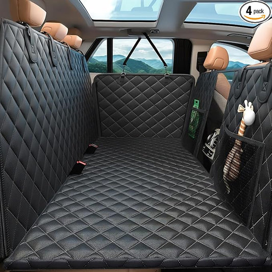 Dog Car Seat Cover for Back Seat, Hard Bottom Hold 500lbs Back Seat Extender for Dogs, Waterproof Strudy Thickened Comfortable Back Seat Pet Cover for Dogs, Dog Hammock for Car SUV Small Truck