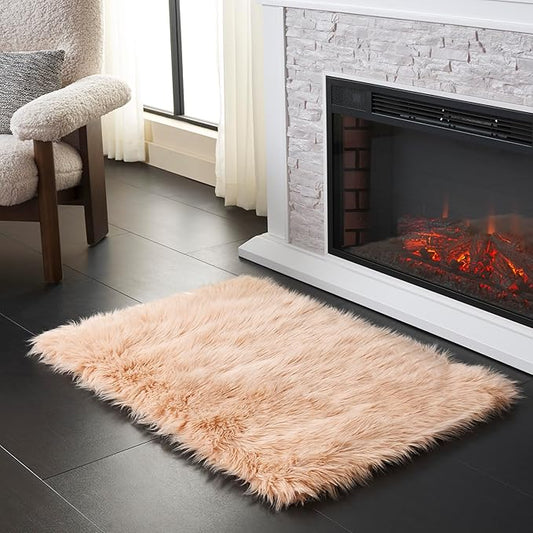 SAFAVIEH Faux Sheep Skin Collection 2' x 3' Light Pink FSS235U Silken Glam 2.35-inch Thick Accent Rug