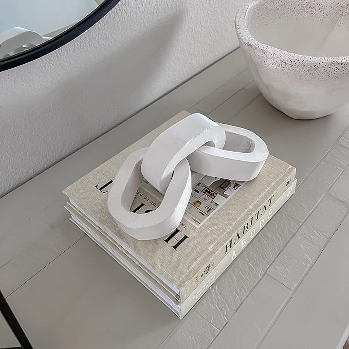 Wooden Knot White Minimalist Coffee Table Decor - Living Room, Console, Side, Book Console