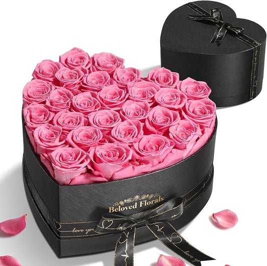 27 Preserved Flowers Rose Birthday Gifts for Women Her Mom Wife Girlfriend Grandma on Valentines Mothers Day Christmas Anniversary Romantic(Pink)