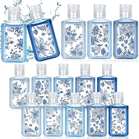 50 Pcs Blue and White Flower Mini Hand Sanitizer Bulk Thank You Gift Favors Small Hand Sanitizer for Guest 1fl oz Travel Size Hand Soap Gift for Wedding and Baby Shower Supplies