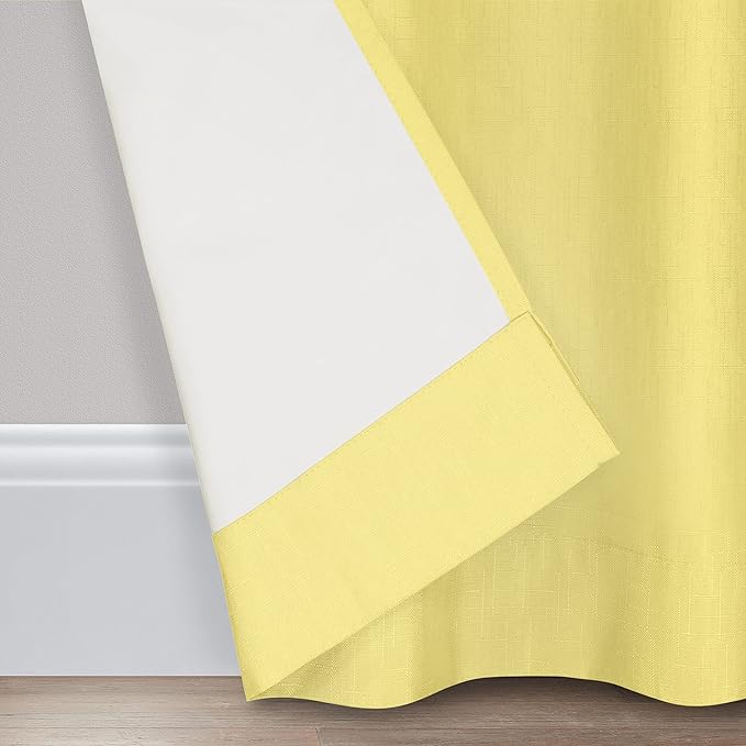 ECLIPSE Kendall Modern Blackout Thermal Rod Pocket Window Curtain for Bedroom or Living Room (1 Panel), 42" x 95", Lemon