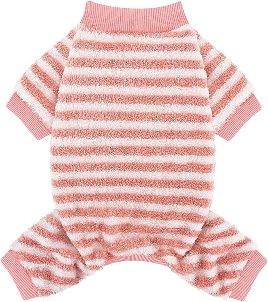 XPUDAC Stripe Dog Sweater Fleece Dog Pajamas Winter Pet Clothes for Small Medium Dogs Girl Boy Doggy Apparel for Cold Weather, XL