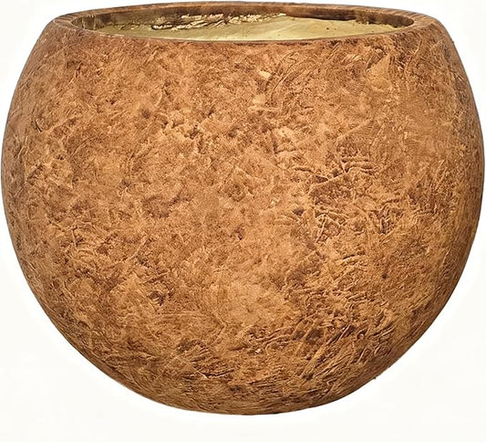 17 H x 21" Dia (15" Pot Opening) Round Fiberstone Planter with Drainage Hole, Indoor/Outdoor Large Plant Pot for Home Patio Garden, Ideal for Large Plants-Camel