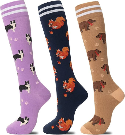 fenglaoda Compression Socks for Women Men 3 Pairs Graduated Compression Support Circulation Socks for Nurses