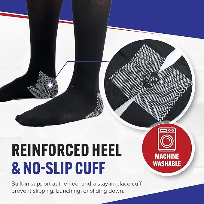 American Hospital Supply – Knee High Compression Socks – 15–20 mmHg, Black, Small – Lightweight Medical Stockings – Pack of 3 Pairs