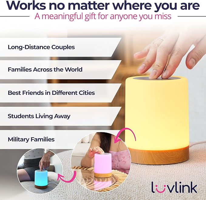 LuvLink Friendship Lamp v2.0 - Long Distance WiFi Touch Lamps for Couples, Friends & Family | Stay Connected from Anywhere – Easy App Setup – No Subscription (Set of Four)
