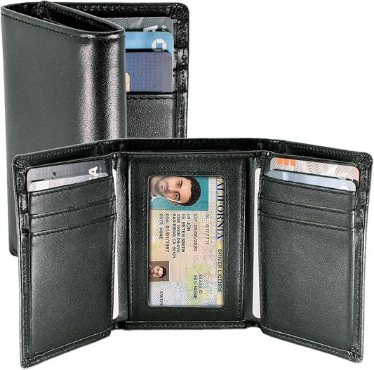 Top Grain Leather Trifold Wallet for Men | Ultra Strong Stitching | Handcrafted Argentinian Leather | RFID Blocking | Extra Capacity Trifold Wallet |Thin and Sophisticated Tri-Fold Design