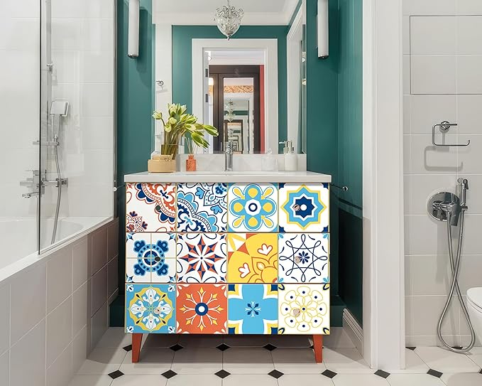 FLFK Wallpaper Border Tile Stickers Peel and Stick Wall Border for Kitchen Backsplash Bathroom Shower Room,10"x240"