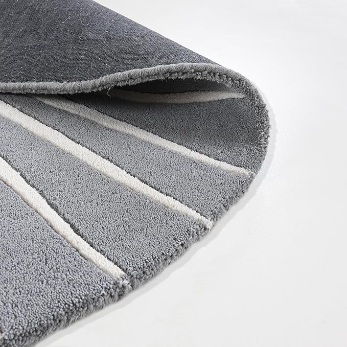 Modern Round Area Rug – Hand-Tufted with 100% NZ Wool, Thick & Soft Circular Carpet for Living Room, Bedroom & Dining Room Decor (Grey, 7' Round)