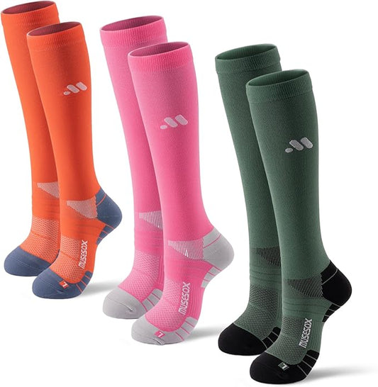 Compression Socks for Women and Men,Knee High 15-20mmHg Graduated Circulation Support(3 Pairs)for Nurses,Pregnant,Travel