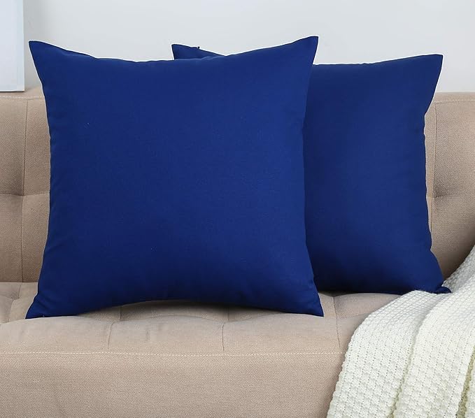 TangDepot Cotton Solid Throw Pillow Covers, 18" x 18" , Royal Blue, 1 Count (Pack of 1)