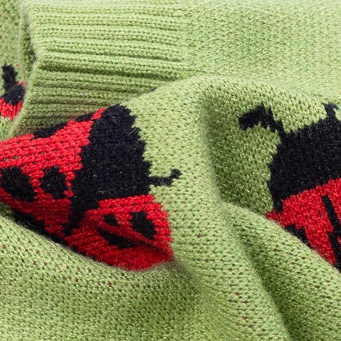 Fitwarm Ladybug Dog Sweater, Warm Dog Winter Clothes for Small Dogs Boy Girl, Pet Outfit, Green, Red, Black, Small