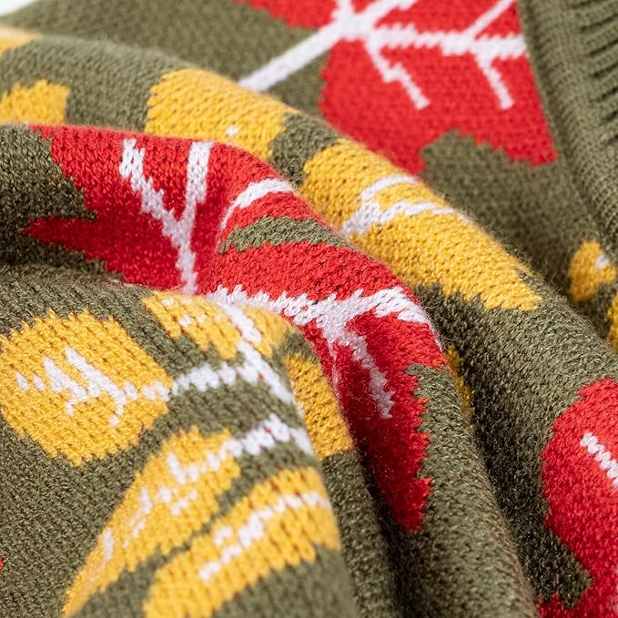 Fitwarm Maple Dog Sweater, Thermal Dog Winter Clothes for Small Dogs Boy Girl, Fall Pet Outfit, Red, Yellow, White, Olive Green, Medium