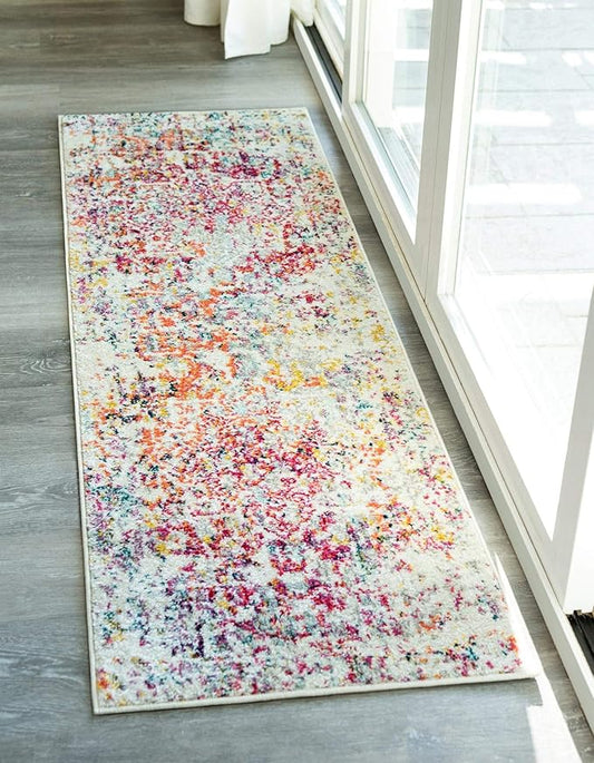Rugs.com Arlington Collection Rug – 12 Ft Runner Multi Medium-Pile Rug Perfect for Hallways, Entryways