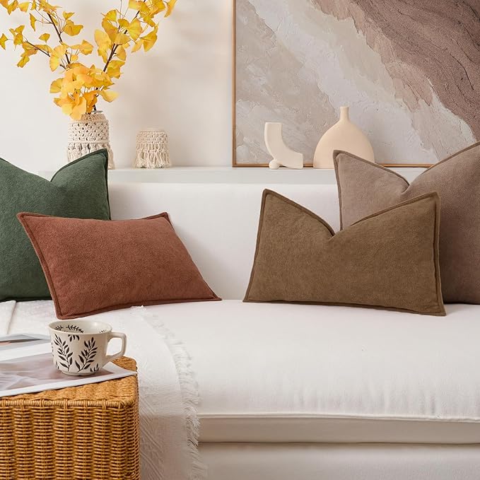 Kevin Textile Waterproof Decorative Pillow Covers Taupe 18x18 Inch Pack of 2 Soft Boucle Textured Throw Pillowcases Elegant Accent Pillows for Couch Sofa Chair Bed Home Decor Indoor Outdoor