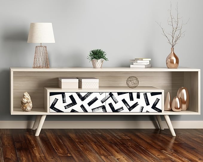 FLFK Black and White Design Wallpaper Border - Peel and Stick Wall Paper, Self Adhesive Removable PVC Borders Sticker, Modern Waterproof Trim for Home Decor, 8" x 240"