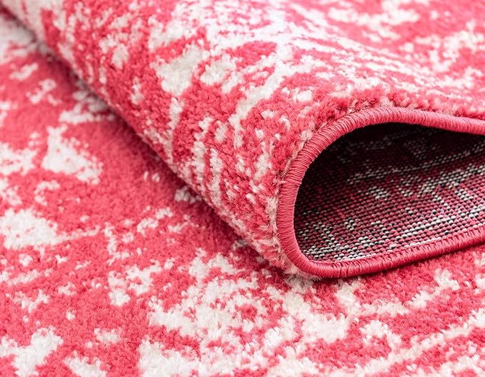 Rugs.com Arlington Collection Rug – 8 Ft Square Pink Medium-Pile Rug Perfect for Living Rooms, Kitchens, Entryways