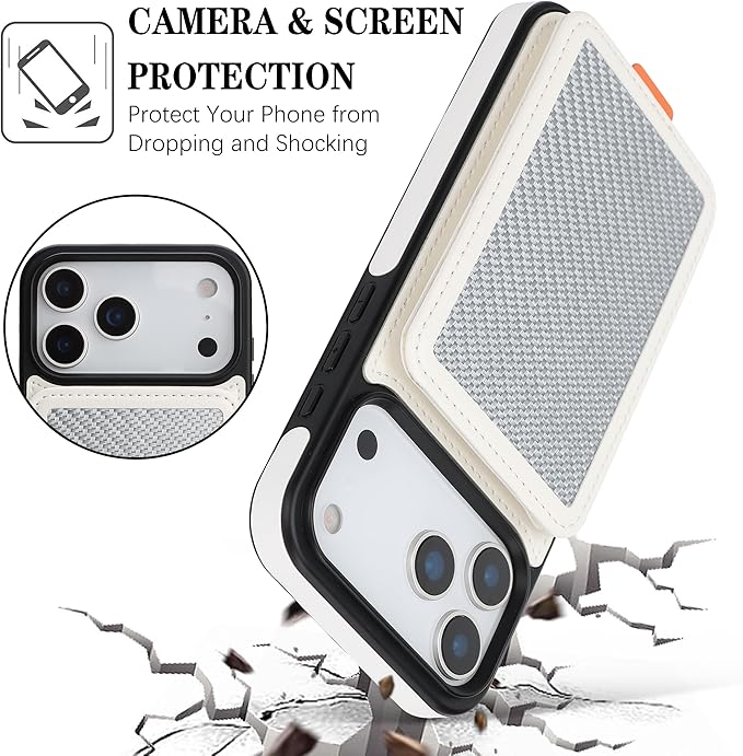 GUERNICA for iPhone 17 Pro Max (6.9") Case Wallet with Card Holder, RFID Blocking Leather Protection, Shockproof Women Men Phone Case for Apple 17 Pro Max, A - Silver White