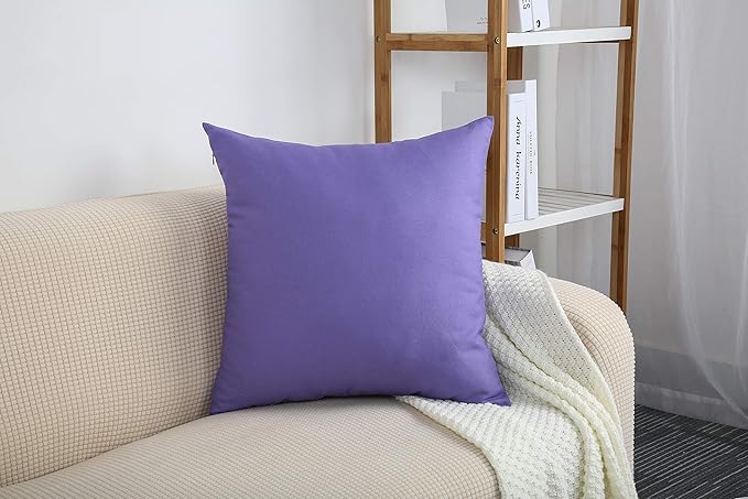 TangDepot Handmade Decorative Solid 100% Cotton Canvas Throw Pillow Covers/Pillow Shams, (14" x14" , Violet, 1 Count (Pack of 1))