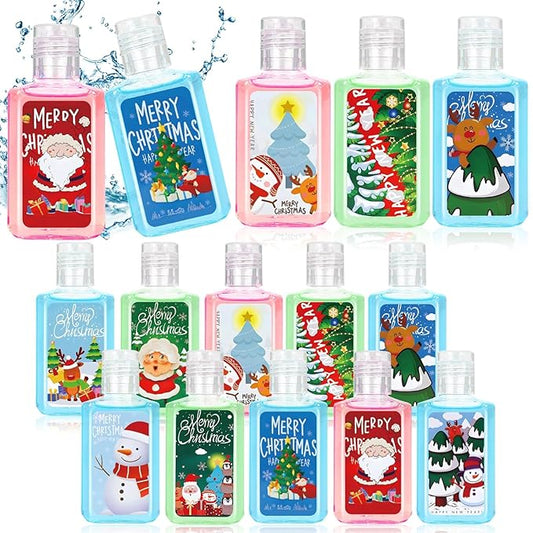 50 Pcs Christmas Mini Hand Sanitizer Bulk Christmas Gifts Favors 1fl oz Travel Size Hand Soap Gifts Small Hand Sanitizer Thank You Gifts for Xmas Goodie Bags Stocking Stuffers (Scene)