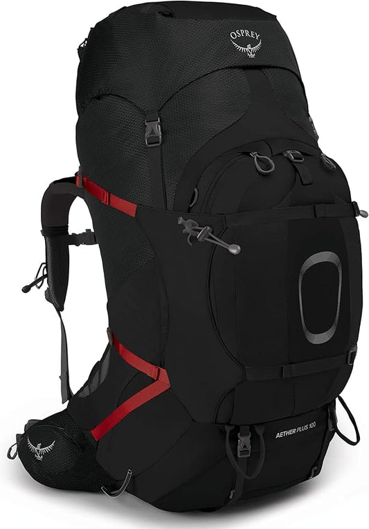 Osprey Aether Plus 100L Men's Backpacking Backpack, Black, L/XL