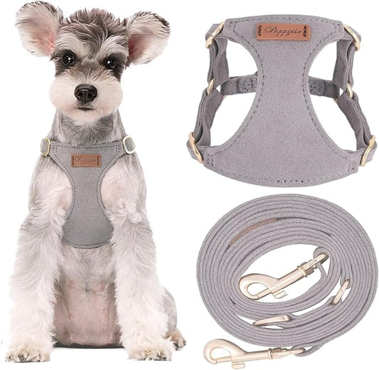 Puppytie No Pull Dog Harness with Multifunction Dog Leash,Soft Adjustable No Choke Escape Proof Pet Harness Vest for Medium Dogs or Large Dogs,Silver Grey,M