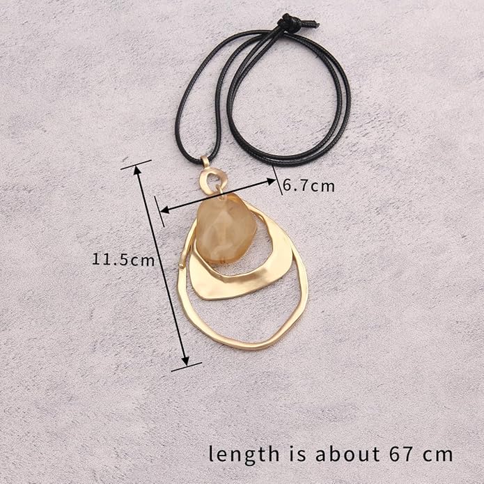 Leather Necklace for Women Boho Choker Necklace Long Cord Leather Pendant Bohemian Neckalce Vintage Alloy Pendant Leather Rope Necklace Wooden Necklaces for Women