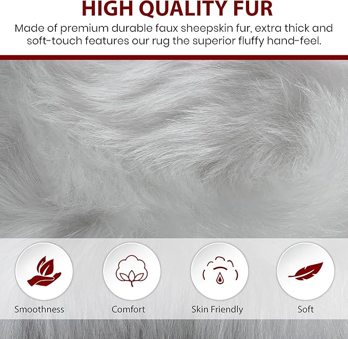 LAMBZY High Pile Super Soft Faux Sheepskin Rug (9'x12', White)
