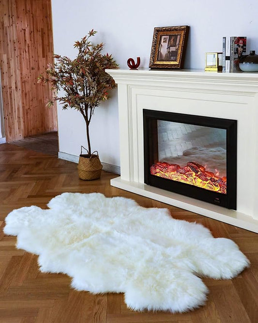 WaySoft New Zealand Sheepskin Area Rug – Genuine Fluffy Wool, Multiple Sizes, Bedroom or Living Room Decor(4ft x 6ft,Ivory)