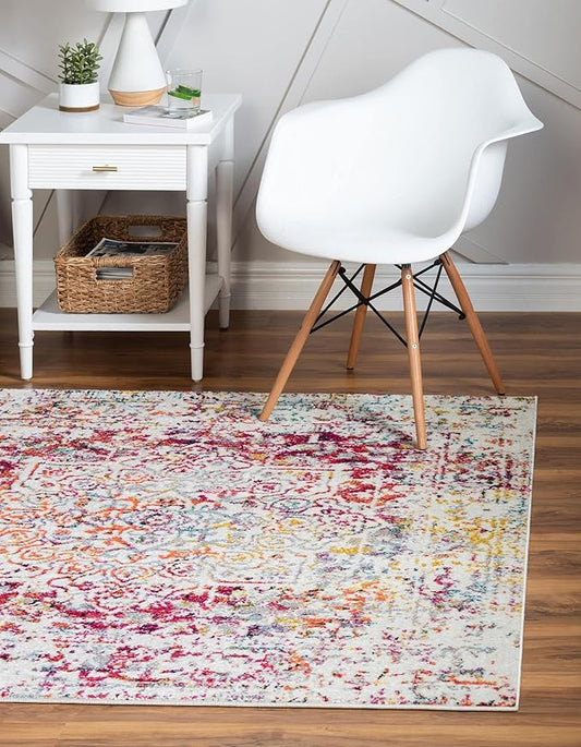 Rugs.com Arlington Collection Rug – 8 Ft Square Multi Medium-Pile Rug Perfect for Living Rooms, Kitchens, Entryways
