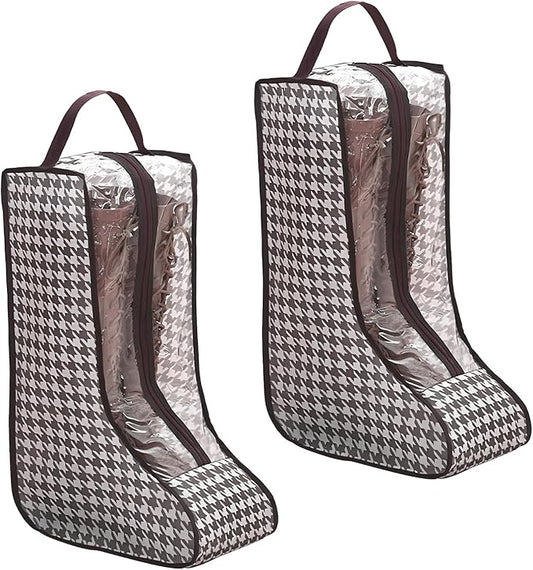 2 Pack Boot Bags for Cowboy Boots Storage Organizer Tall Style, Portable Travel Shoe Bags Protector Box Organizer with Handle for Cowboy Shoes, Dustproof Tote for Packing Travel and Daily Use