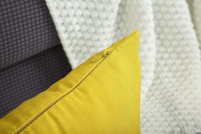 TangDepot Handmade Decorative Solid 100% Cotton Canvas Throw Pillow Covers/Pillow Shams, (28" x28" , Deep Yellow, 1 Count (Pack of 1))