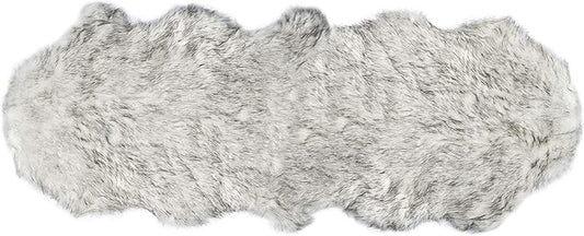 Luxe Gordon Faux Fur Rug with Soft and Fluffy Pile | Machine Washable Living Room Rug with Anti-Slip Backing | Cruelty-Free Area Rugs for Office or Bedroom, Gradient Grey, 2 ft x 6 ft