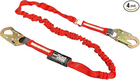 Palmer Safety ATERET L121133 4 Pack 6' Internal Shock Absorber Lanyard Single Leg w/ Snap Hook I OSHA/ANSI Compliant Restraint Lanyards I Ideal Use for Arborist, Roofer & Construction Workers