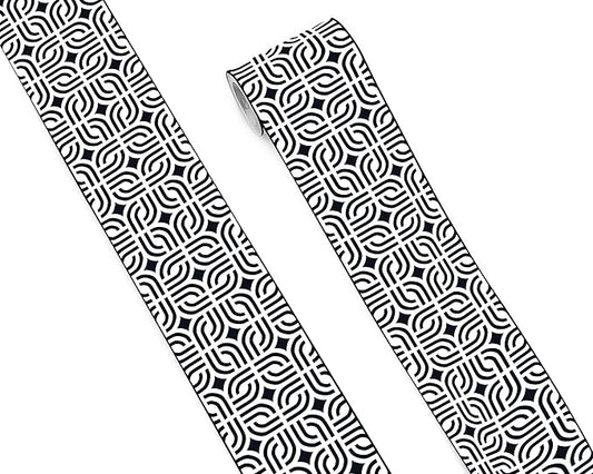 FLFK Mirror Frame Border - Black and White Peel and Stick Wall Borders Wallpaper Decal Trim Tape Geometric Pattern 4" x 240"