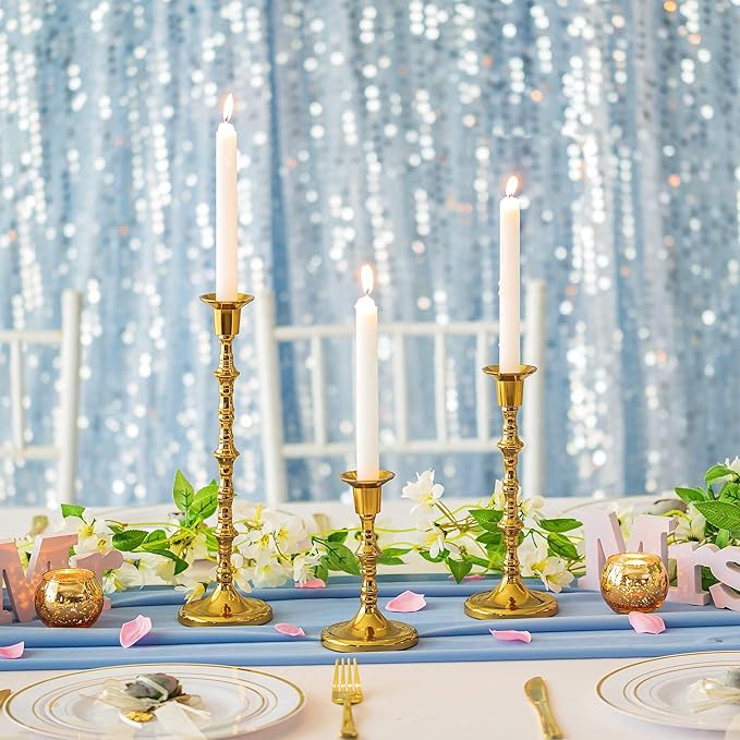 Brass Candlestick Holders Vintage: Tall Gold Taper Candle Holder Antique Candle Stick Holders for Christmas Wedding Centerpieve Living Room Mantle Home Decor Bridal Shower Set of 6