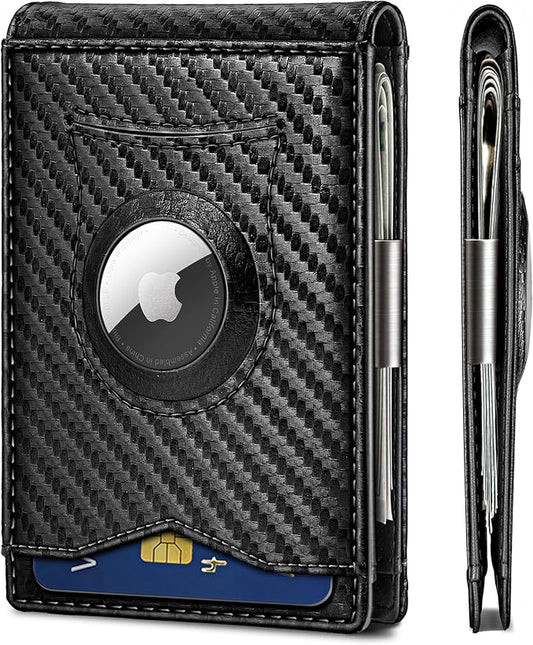 BULLIANT Men Wallet Airtag&Standard Use,Slim Front Pocket Wallet Money Clip for Gifg Men RFID Blocking 11Cards