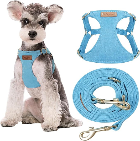 Puppytie No Pull Dog Harness with Multifunction Dog Leash,Soft Adjustable No Choke Escape Proof Pet Harness Vest for Medium Dogs or Large Dogs,Ocean Blue,M